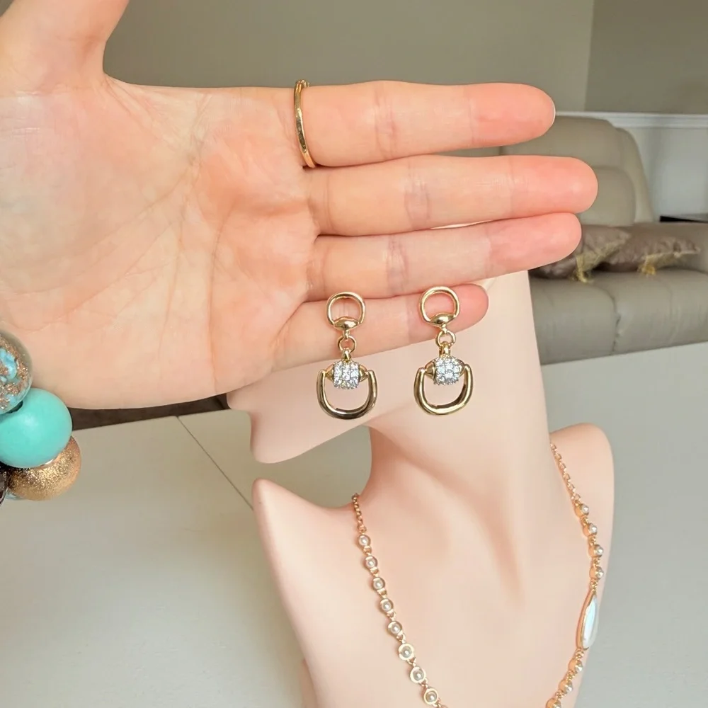 Gold Drop Crystal Dangle Earrings - Women Jewelry